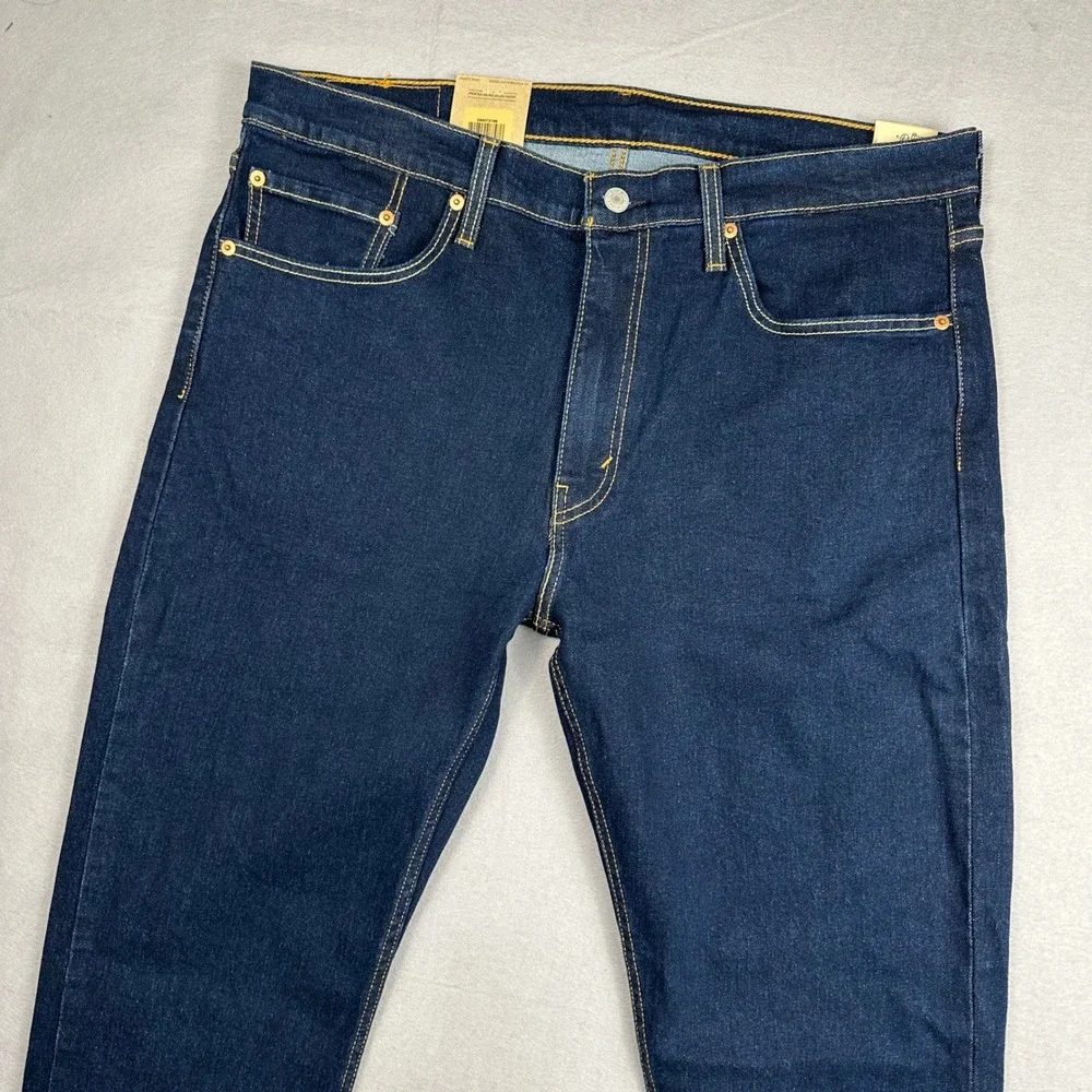 Levis 502 Taper Jeans Mens 36x32 Dark Indigo Blue Stretch Denim NEW 295073196